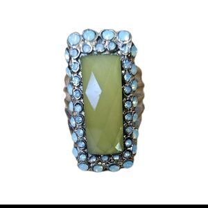 Adjustable Rectangle Yellow InlayAcrylic Rhinstone Stretch Band Costume Ring